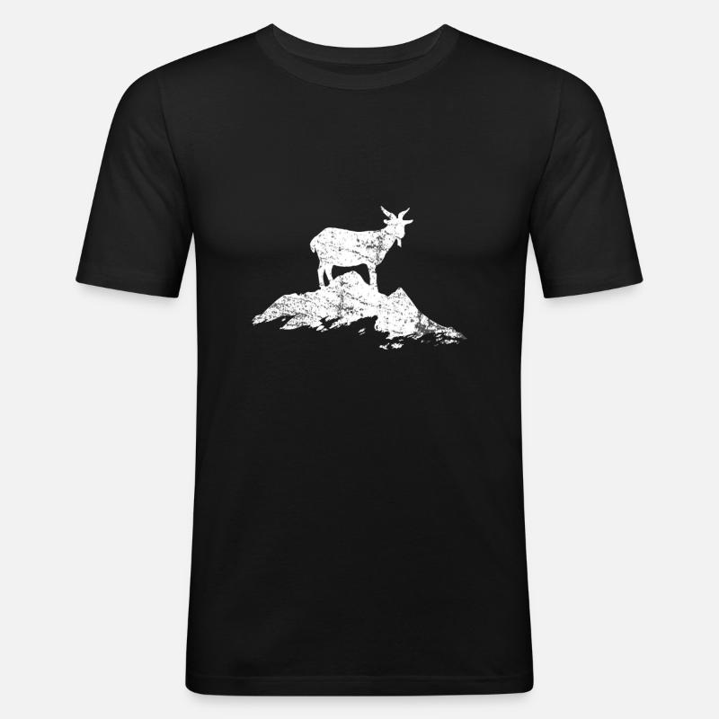 Ziege Klettern - Männer Slim Fit T-Shirt - Schwarz