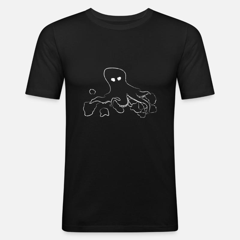Oktopus - Männer Slim Fit T-Shirt - Schwarz
