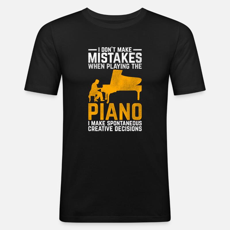 Klavier Fehler - Männer Slim Fit T-Shirt - Schwarz