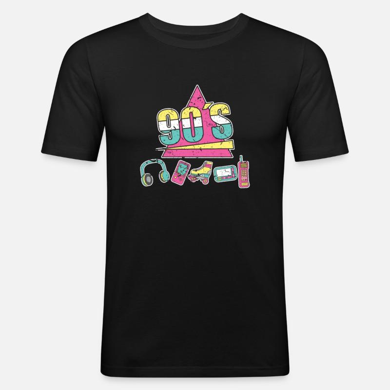 90er - Männer Slim Fit T-Shirt - Schwarz