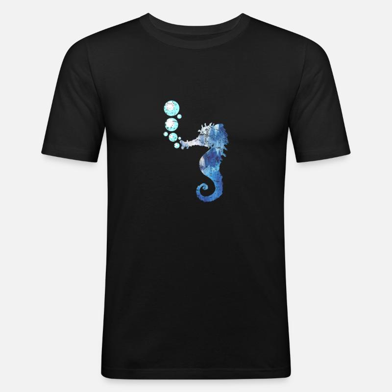 Hippocampes créatures marines - T-shirt près du corps Homme - noir