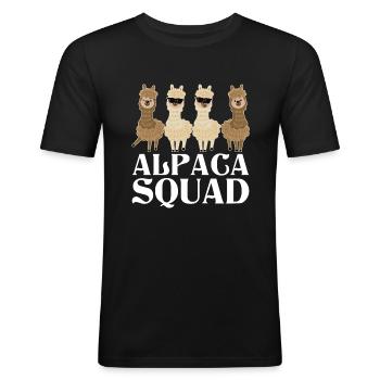Alpaka - Männer Slim Fit T-Shirt - Schwarz - Vorne - Nik (191cm)