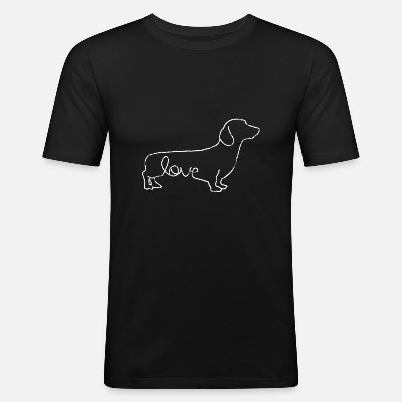 Dackel Hund - Männer Slim Fit T-Shirt - Schwarz