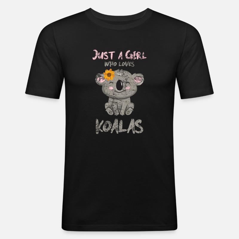 Koala Mädchen - Männer Slim Fit T-Shirt - Schwarz
