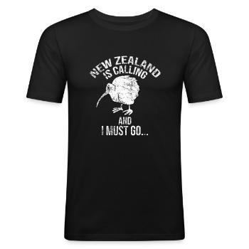 kiwi - T-shirt près du corps Homme - noir - Devant - Nik (191cm)