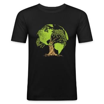 Earth Day Planet - Männer Slim Fit T-Shirt - Schwarz - Vorne - Nik (191cm)