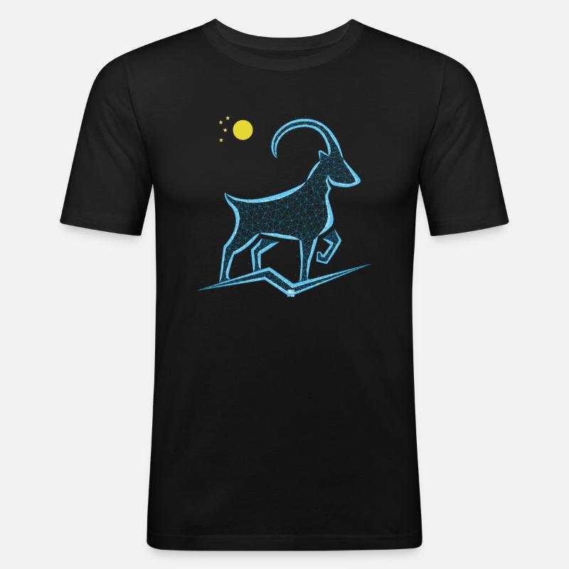 Bergziege Tier - Männer Slim Fit T-Shirt - Schwarz