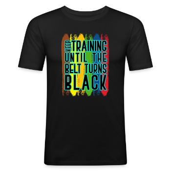 Karate - Männer Slim Fit T-Shirt - Schwarz - Vorne - Nik (191cm)