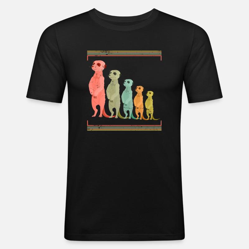 Erdmännchen Manguste - Männer Slim Fit T-Shirt - Schwarz