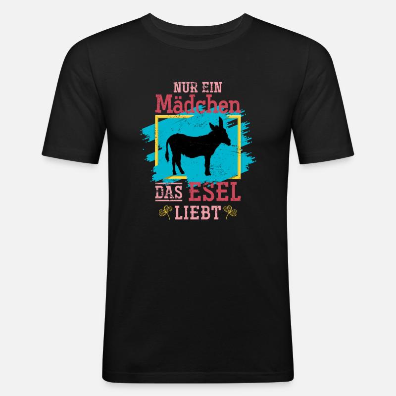 Esel Mädchen - Männer Slim Fit T-Shirt - Schwarz