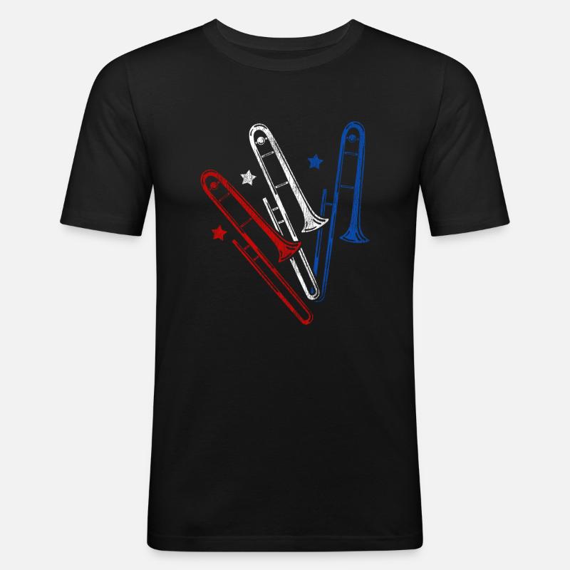 Posaune - Männer Slim Fit T-Shirt - Schwarz