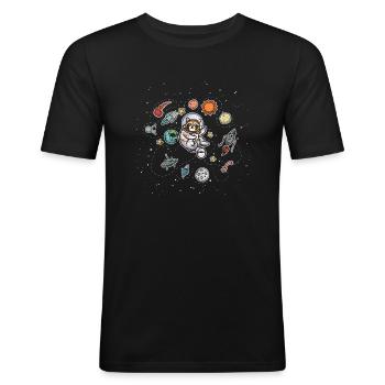 Waschbär Bandit Kinder - Männer Slim Fit T-Shirt - Schwarz - Vorne - Nik (191cm)