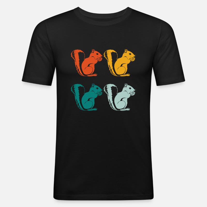 Eichhörnchen Tiere - Männer Slim Fit T-Shirt - Schwarz