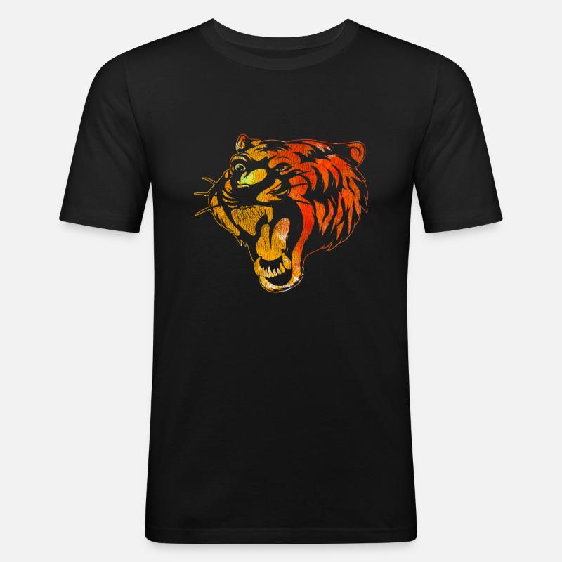 Tiger Geschenk - Männer Slim Fit T-Shirt - Schwarz
