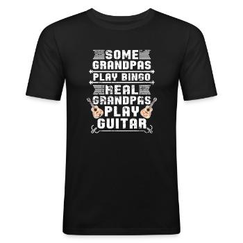 Papy guitare - T-shirt près du corps Homme - noir - Devant - Nik (191cm)
