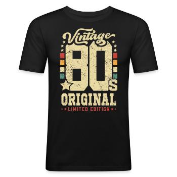 Vintage - Retro 80er Jahre limitierte Auflage - Männer Slim Fit T-Shirt - Schwarz - Vorne - Nik (191cm)