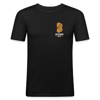 Bitcoin HODL mit Bitcoin Logo - HODL Bitcoin Geschenk - Männer Slim Fit T-Shirt - Schwarz - Vorne - Nik (191cm)