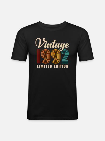 millésime 1992 - T-shirt près du corps Homme - noir