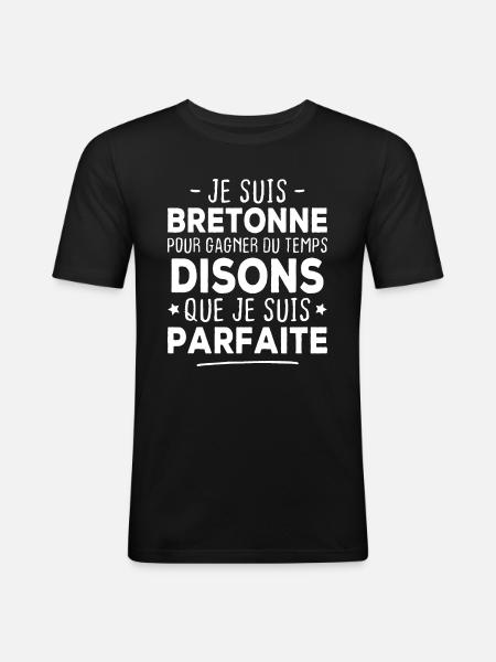 Je suis bretonne parfaite - T-shirt près du corps Homme - noir