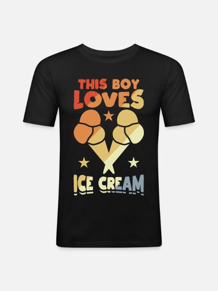Dieser Junge liebt Eiscreme - Männer Slim Fit T-Shirt - Schwarz