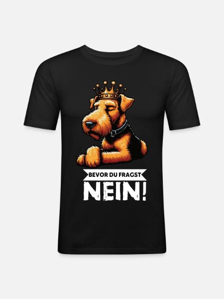 Før du spørger: Airedale Terrier Airedales - Herre Slim Fit T-Shirt - sort