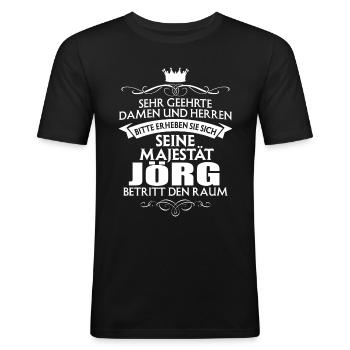 JÖRG - Majestät - Männer Slim Fit T-Shirt - Schwarz - Vorne - Nik (191cm)