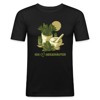 Homöopathie Naturheilkunde Kräuter Liebe - Männer Slim Fit T-Shirt - Schwarz - Vorne - Nik (191cm)