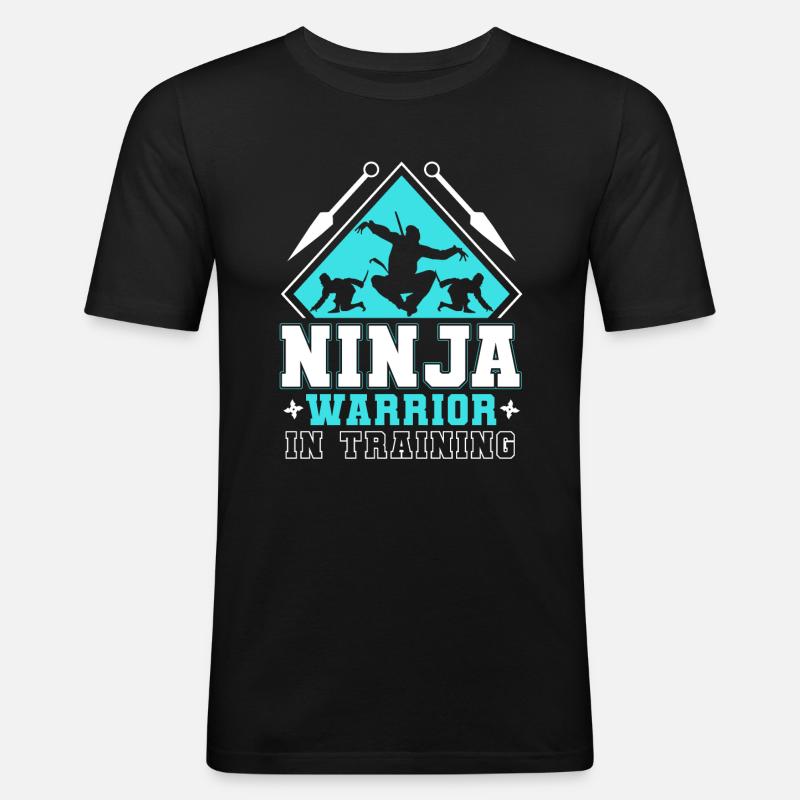 Ninja-Krieger im Training - Ninja-Krieger-Geschenk - Männer Slim Fit T-Shirt - Schwarz