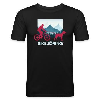 bikejöring zughundesport fahrradfahren und hund - Männer Slim Fit T-Shirt - Schwarz - Vorne - Nik (191cm)