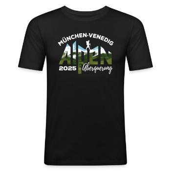 Alpenüberquerung 2025 München Venedig, Wandern - Männer Slim Fit T-Shirt - Schwarz - Vorne - Nik (191cm)