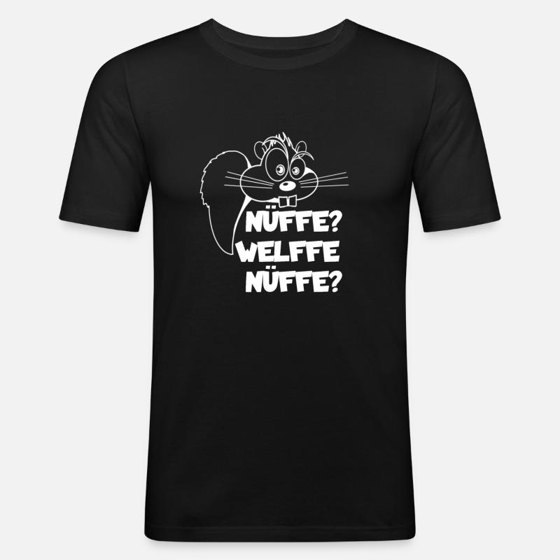 Nüffe Welffe Nüffe Eichhörnchen Geschenk - Männer Slim Fit T-Shirt - Schwarz