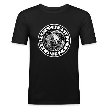 Vikinger Raben Runen Raben Odin - Männer Slim Fit T-Shirt - Schwarz - Vorne - Nik (191cm)