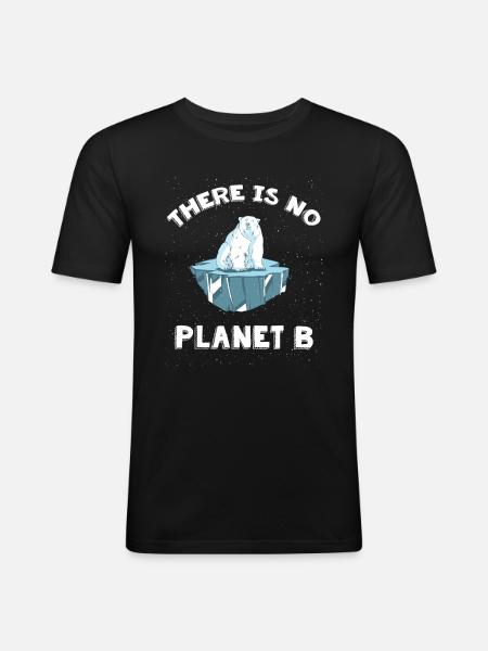 Planet b - Männer Slim Fit T-Shirt - Schwarz