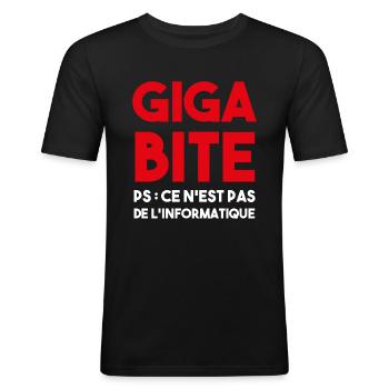 cadeau marrant gros beauf giga bite penis lourd - T-shirt près du corps Homme - noir - Devant - Nik (191cm)