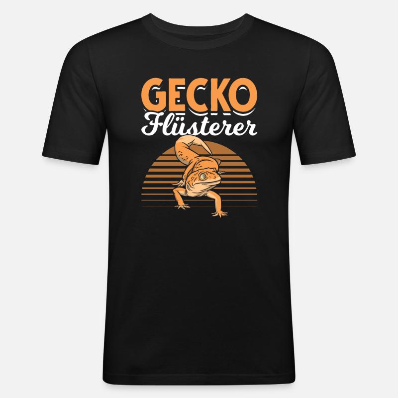 Gecko Flüsterer Lieblingstier Gecko Echse - Männer Slim Fit T-Shirt - Schwarz