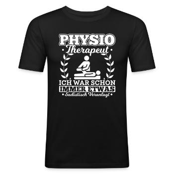 Physiotherapeut lustiger Spruch Physiotherapie - Männer Slim Fit T-Shirt - Schwarz - Vorne - Nik (191cm)