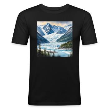 Glacier, Ice, Landscape, Alaska - Men's Slim Fit T-Shirt - black - Front - Nik (191cm)