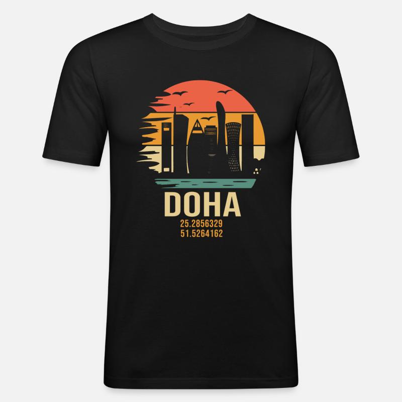 Katar Doha Doha Katar - Männer Slim Fit T-Shirt - Schwarz