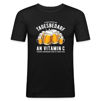 Tagesbedarf - Bier trinken - Vitamin C - Spruch - Männer Slim Fit T-Shirt - Schwarz - Vorne - Nik (191cm)
