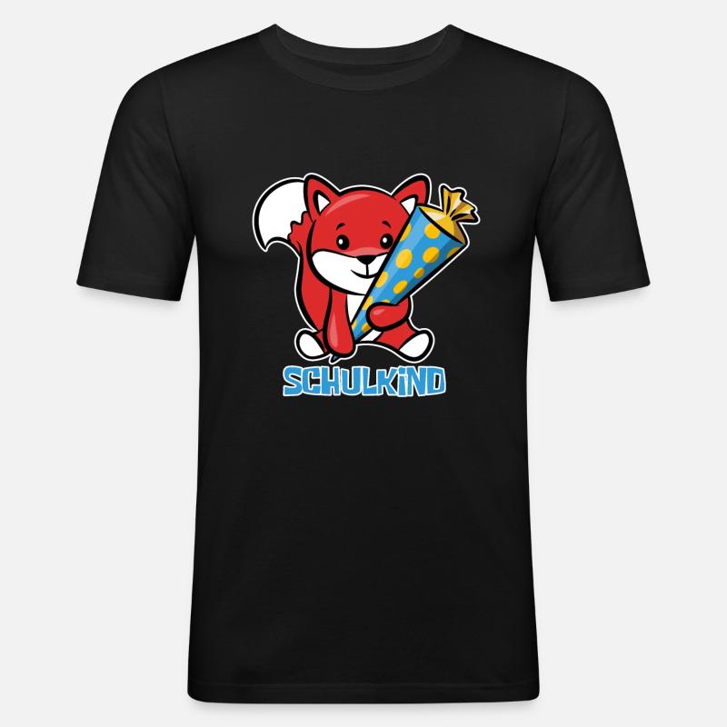 Fuchs Schulanfang Schulkind - Männer Slim Fit T-Shirt - Schwarz