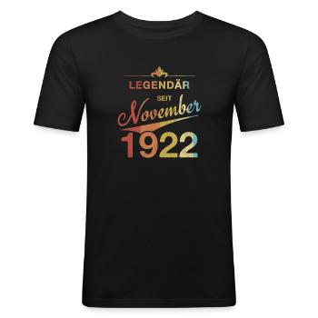 Legendary 100th birthday November 1922 vintage - Men's Slim Fit T-Shirt - black - Front - Nik (191cm)