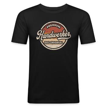 Handwerker Original Handwerk Lustiges Heimwerker - Männer Slim Fit T-Shirt - Schwarz - Vorne - Nik (191cm)