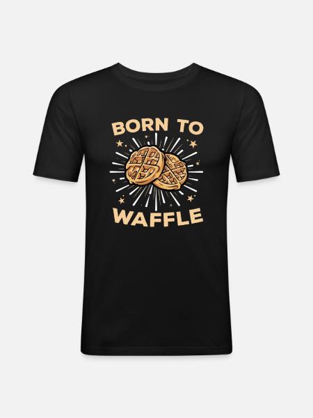 Born To Wafels Wafels Wafel Ontbijt Gebak - Mannen slim fit T-shirt - zwart