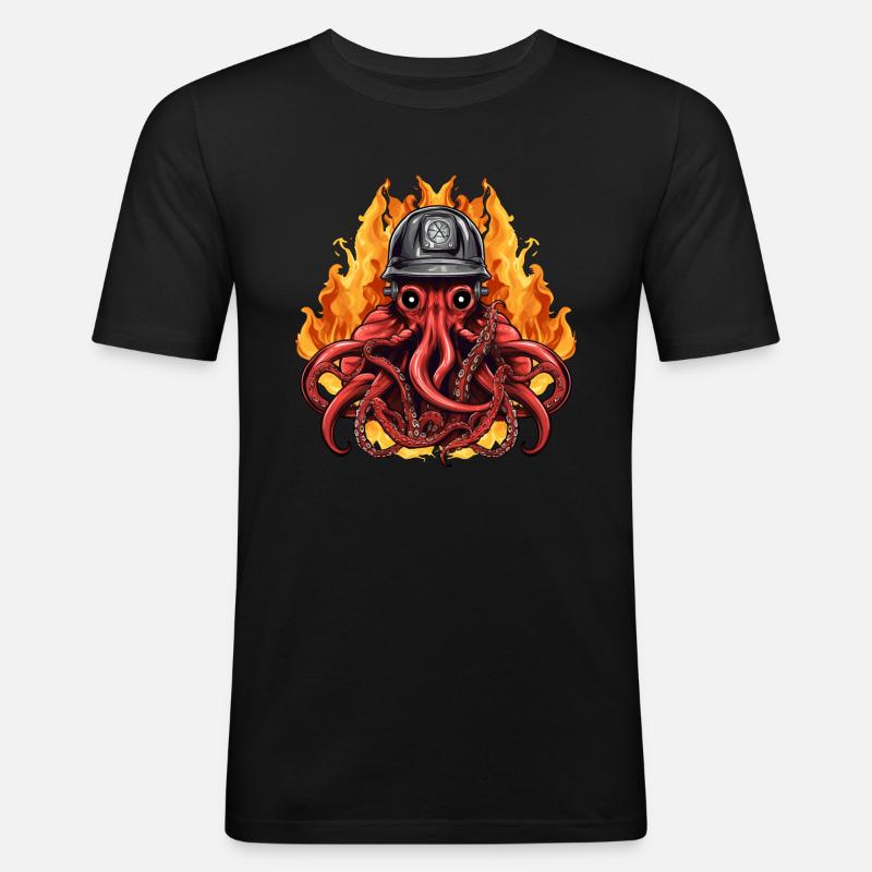 Squid Fire Brigade - Men's Slim Fit T-Shirt - black