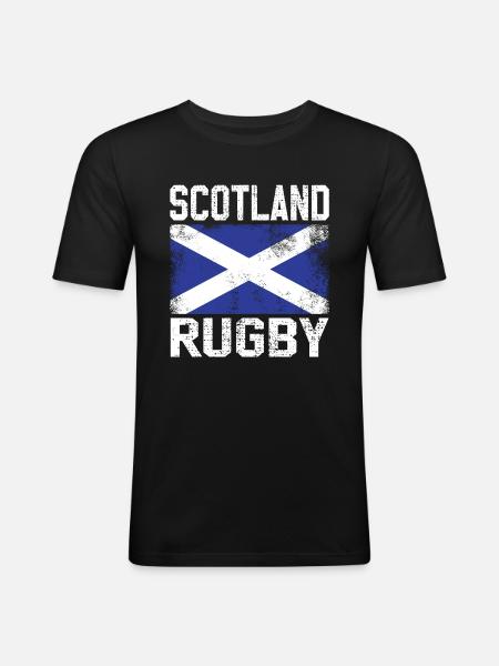 Retro Scotland rugby jersey - Men's Slim Fit T-Shirt - black