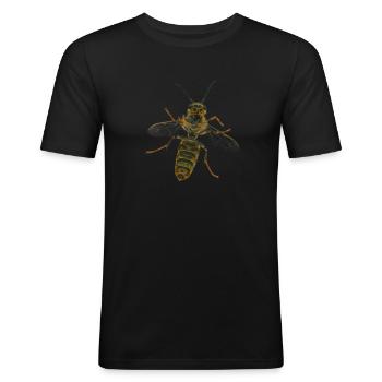 Biene - Männer Slim Fit T-Shirt - Schwarz - Vorne - Nik (191cm)
