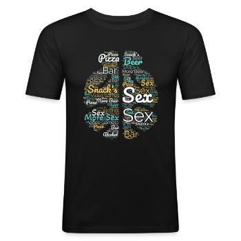 Nuage de mots de l’ de l’homme drôle - T-shirt près du corps Homme - noir - Devant - Nik (191cm)