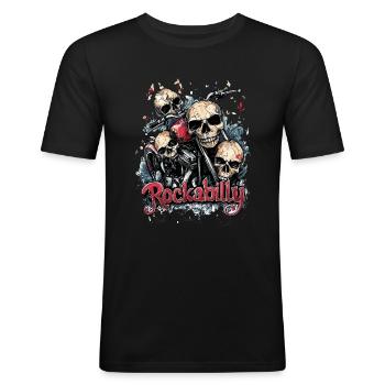 Rockabilly Vintage Motorcycle Retro Skull - Men's Slim Fit T-Shirt - black - Front - Nik (191cm)