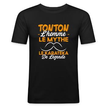 Tonton Le Karateka De Légende Cadeau Karaté Humour - T-shirt près du corps Homme - noir - Devant - Nik (191cm)