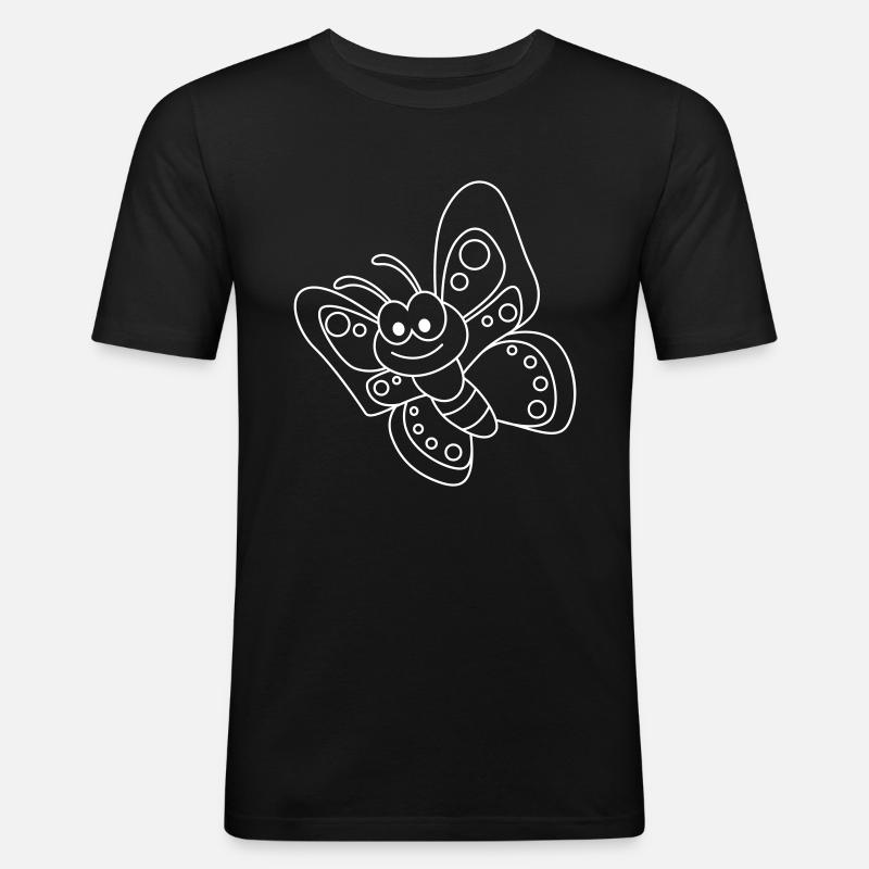 Schmetterling Comic Tier - Männer Slim Fit T-Shirt - Schwarz